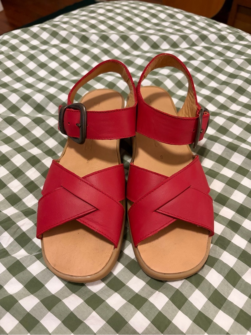 Famolare Red Suede Crisscross Sandal - Size 8